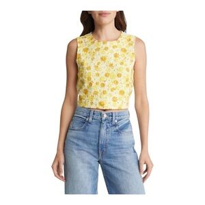 & Other Stories Embroidered Floral Linen & Cotton Crop Top